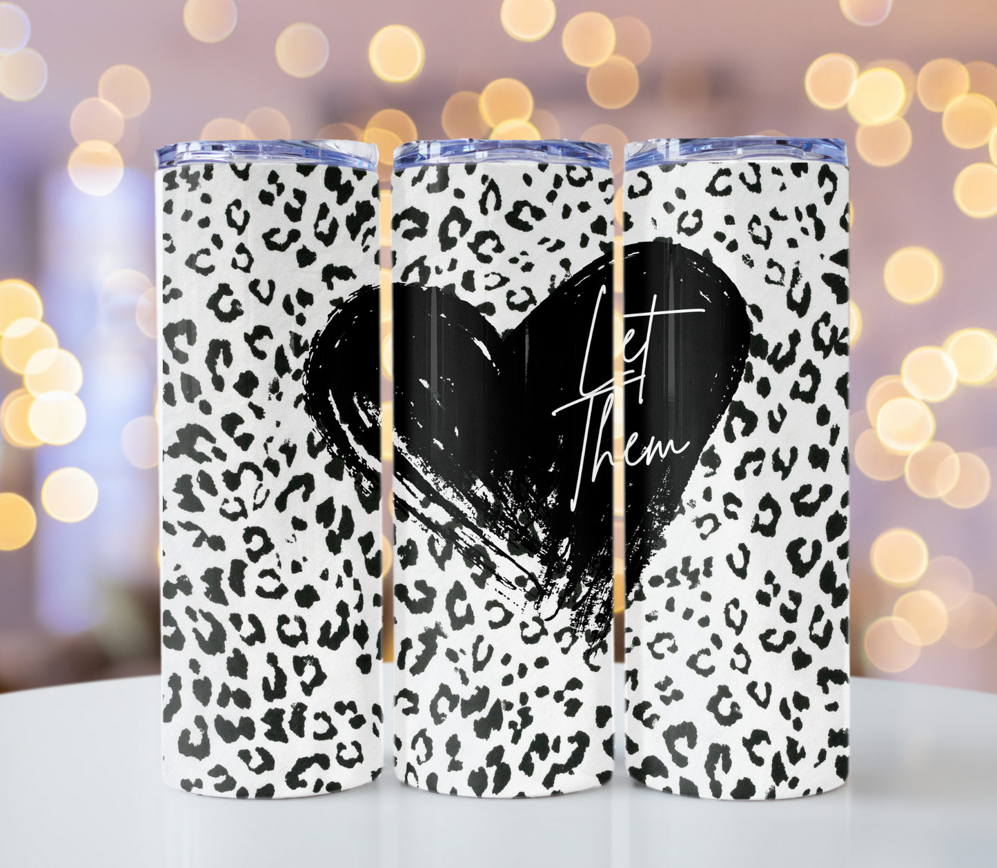 Let Them Leopard Print Heart Tumbler | Glitz & Glamour Tumblers