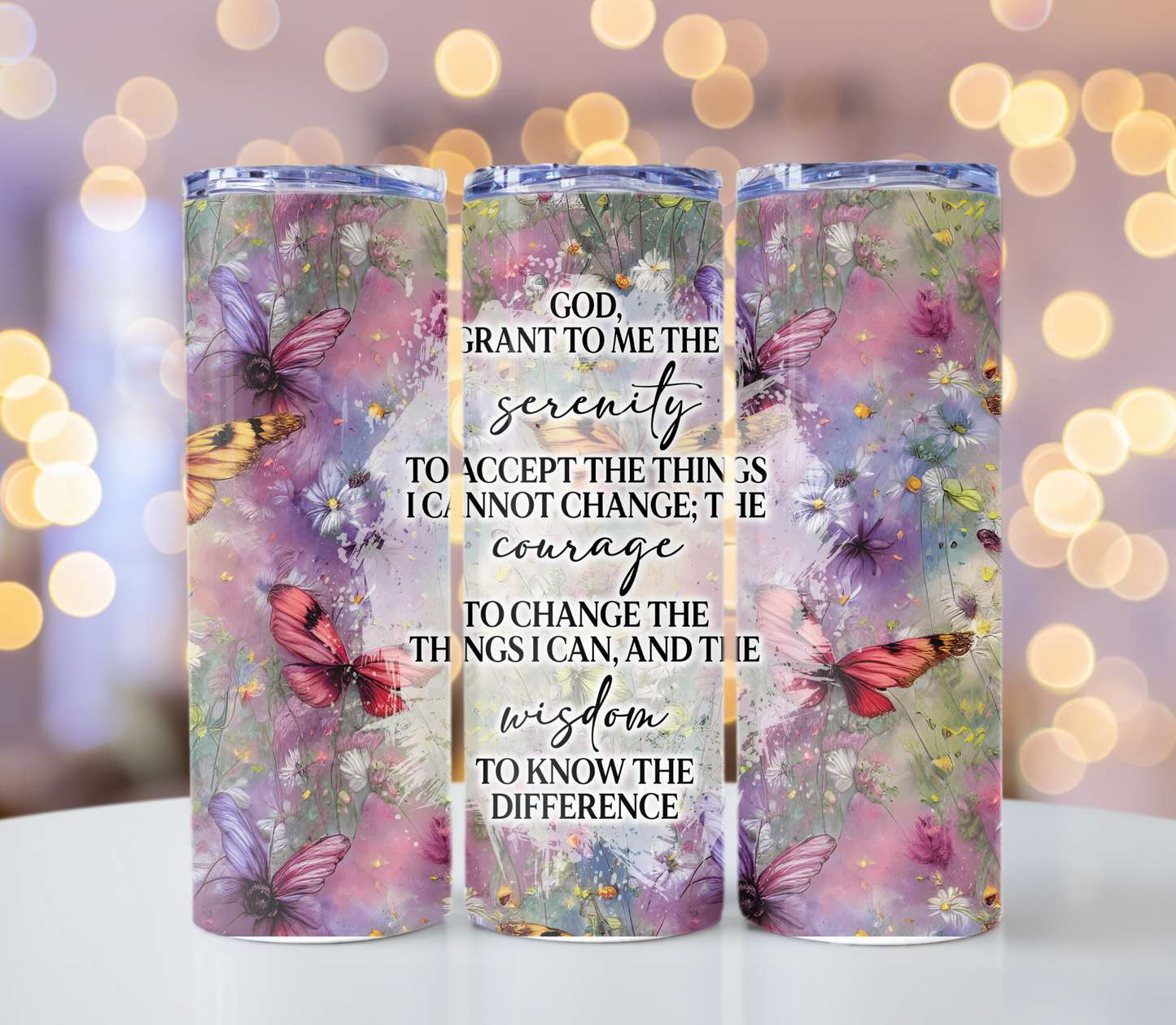 Serenity Prayer Faith Tumbler Drinkware | Glitz & Glamour Tumblers