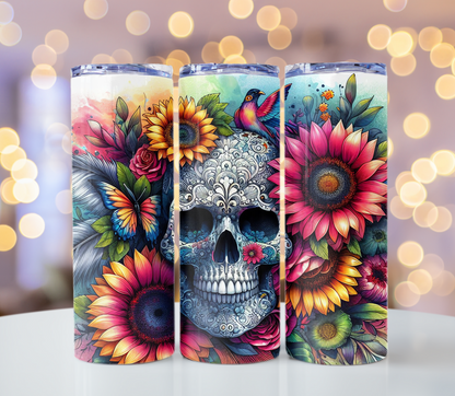 Floral Skull Tumbler | Glitz & Glamour Tumblers