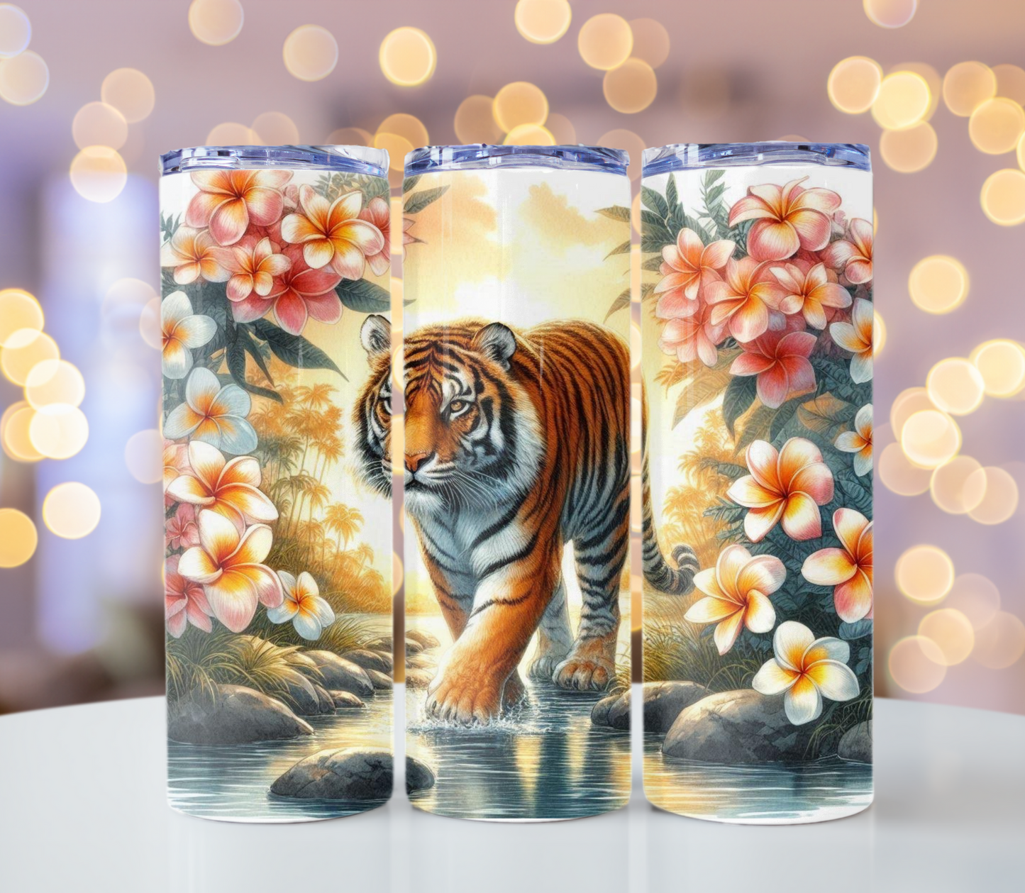 Tiger Watercolor Design Tumbler | Glitz & Glamour Tumblers