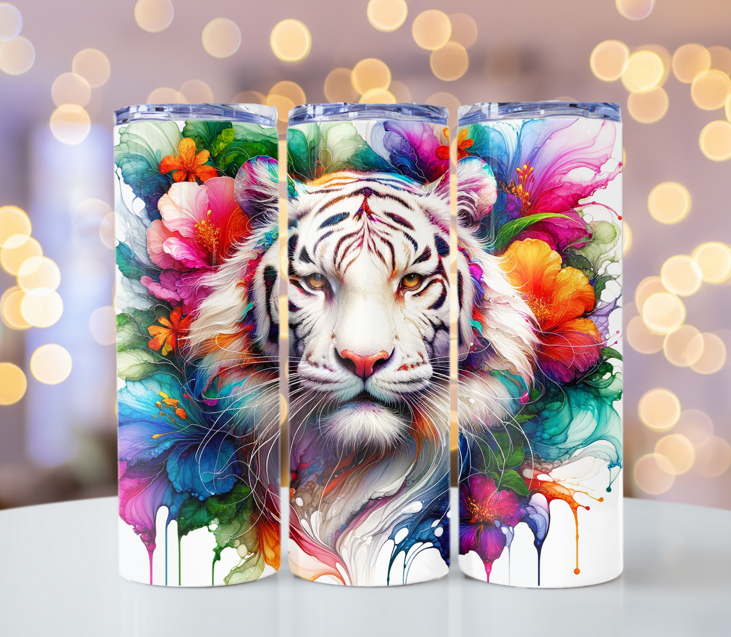 White Tiger Tumbler | Glitz & Glamour Tumblers