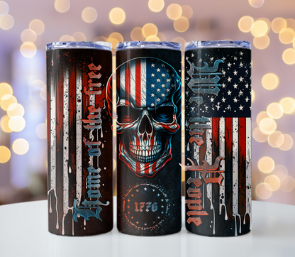 Skull 1776 With Flag Tumbler | Glitz & Glamour Tumblers